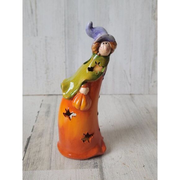 Halloween witch bat pumpkin tea light holder‎ home decor figure - Picture 2 of 7